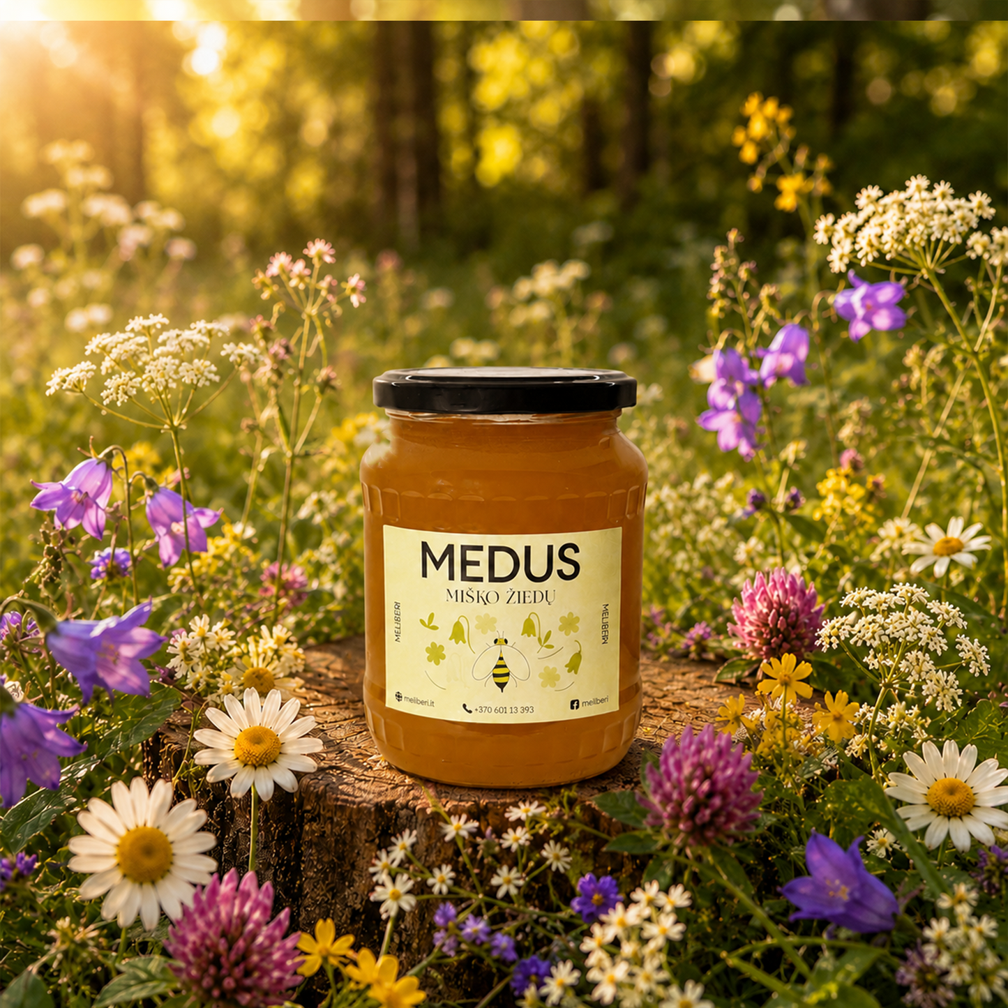 Miško žiedų medus – šviežio derliaus, skystas