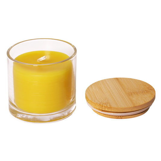 Žvakė stikliniame inde su dangteliu