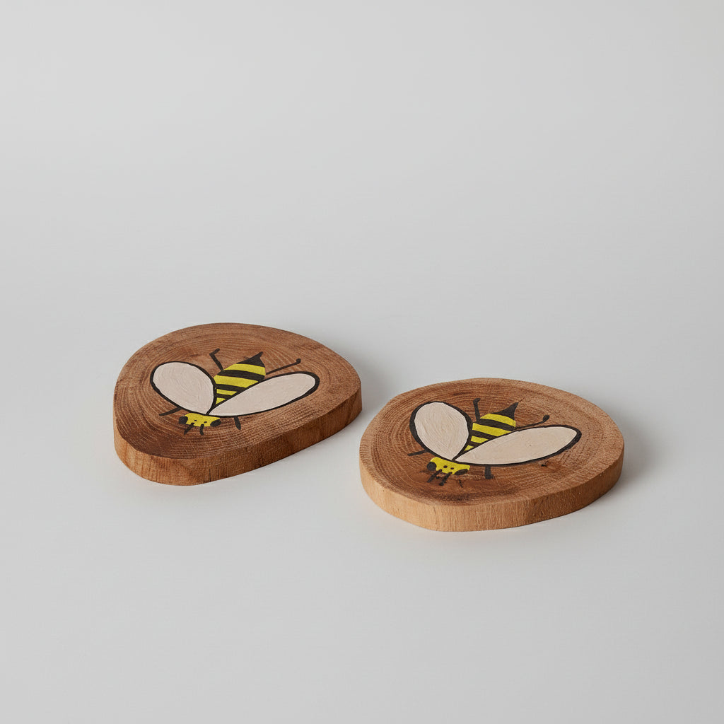 Ąžuolinis natūralaus medžio padėkliukas, tapytas