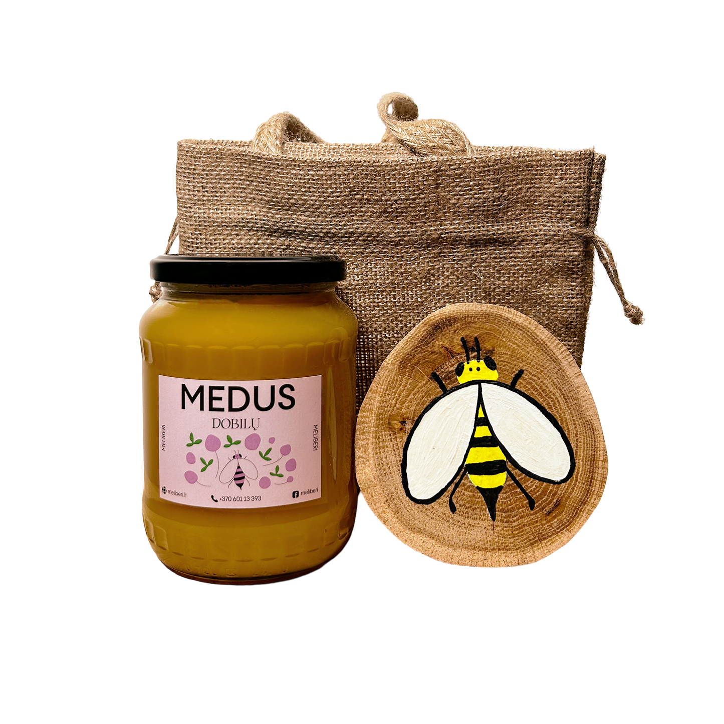 Medaus ir tapyto ąžuolinio padėkliuko rinkinys