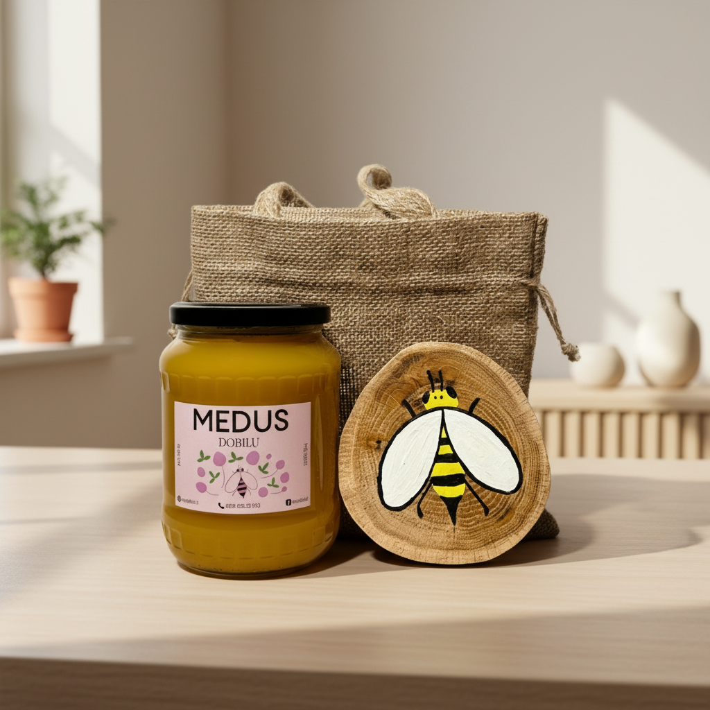 Medaus ir tapyto ąžuolinio padėkliuko rinkinys