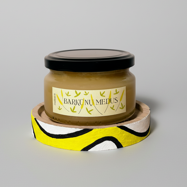 Medaus stiklainių ąžuolinis padėkliukas ir medus