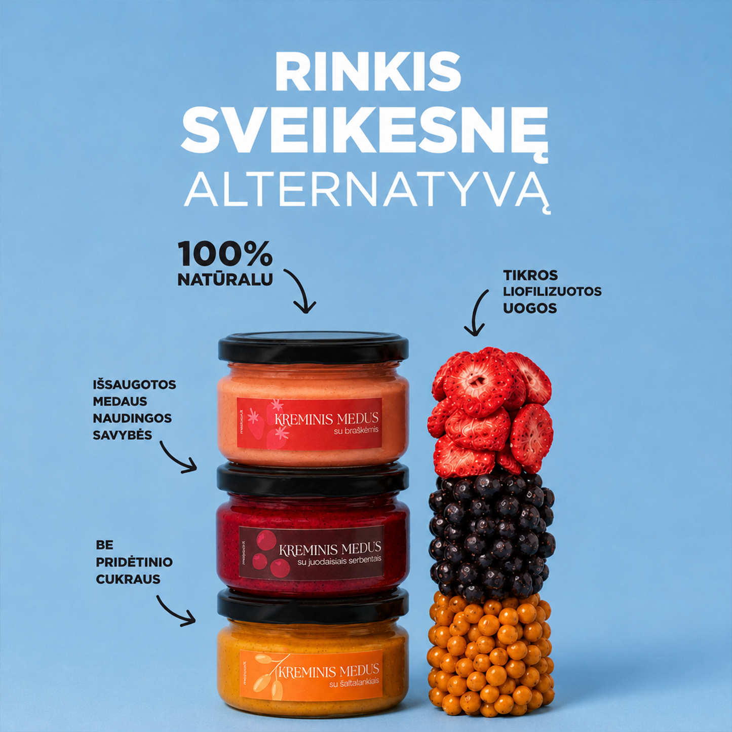 Medaus su uogom rinkinys - visi skoniai