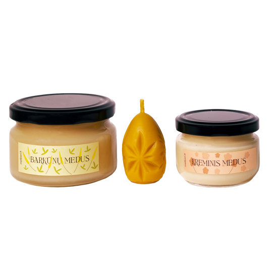 Velykinis medaus ir žvakės rinkinys