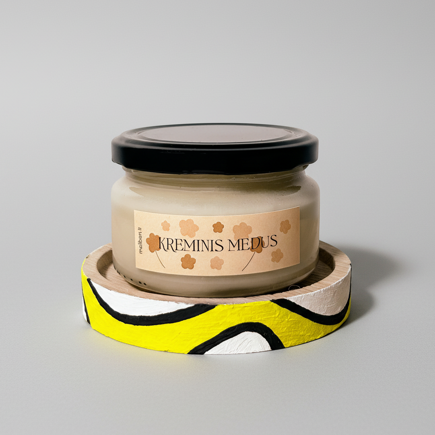 Medaus stiklainių ąžuolinis padėkliukas ir medus